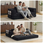 Floor Couch,Compression Sofa,Convertible Floor Sofa Bed-with Pillow Back Support Armrest,Comfy Sleep - Image 9