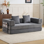 Floor Couch,Compression Sofa,Convertible Floor Sofa Bed-with Pillow Back Support Armrest,Comfy Sleep