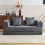 Floor Couch,Compression Sofa,Convertible Floor Sofa Bed-with Pillow Back Support Armrest,Comfy Sleep - Image 2