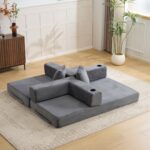 Floor Couch,Compression Sofa,Convertible Floor Sofa Bed-with Pillow Back Support Armrest,Comfy Sleep - Image 21