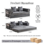 Floor Couch,Compression Sofa,Convertible Floor Sofa Bed-with Pillow Back Support Armrest,Comfy Sleep - Image 3