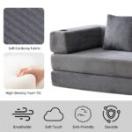 Floor Couch,Compression Sofa,Convertible Floor Sofa Bed-with Pillow Back Support Armrest,Comfy Sleep - Image 4