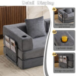 Floor Couch,Compression Sofa,Convertible Floor Sofa Bed-with Pillow Back Support Armrest,Comfy Sleep - Image 5