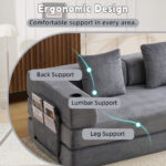 Floor Couch,Compression Sofa,Convertible Floor Sofa Bed-with Pillow Back Support Armrest,Comfy Sleep - Image 7