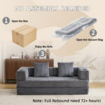Floor Couch,Compression Sofa,Convertible Floor Sofa Bed-with Pillow Back Support Armrest,Comfy Sleep - Image 8