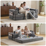 Floor Couch,Compression Sofa,Convertible Floor Sofa Bed-with Pillow Back Support Armrest,Comfy Sleep - Image 9