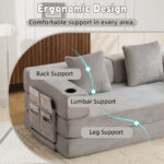 Floor Couch,Compression Sofa,Convertible Floor Sofa Bed-with Pillow Back Support Armrest,Comfy Sleep - Image 7