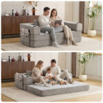 Floor Couch,Compression Sofa,Convertible Floor Sofa Bed-with Pillow Back Support Armrest,Comfy Sleep - Image 9