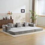 Floor Couch,Compression Sofa,Convertible Floor Sofa Bed-with Pillow Back Support Armrest,Comfy Sleep - Image 11
