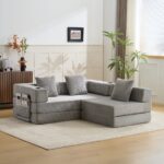 Floor Couch,Compression Sofa,Convertible Floor Sofa Bed-with Pillow Back Support Armrest,Comfy Sleep - Image 12