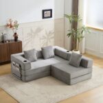 Floor Couch,Compression Sofa,Convertible Floor Sofa Bed-with Pillow Back Support Armrest,Comfy Sleep - Image 14