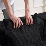 Podlahová pohovka, Kompresná pohovka, Konvertibilná podlahová pohovka-posteľ s vankúšovou opierkou chrbta a opierkami na ruky, Pohodlný futon – Obrázok 17