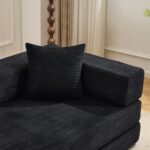 Podlahová pohovka, Kompresná pohovka, Konvertibilná podlahová pohovka-posteľ s vankúšovou opierkou chrbta a opierkami na ruky, Pohodlný futon – Obrázok 18