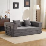 Podlahová pohovka, Kompresní pohovka, Konvertibilní podlahová pohovka s polštářovou oporou zad a opěrkami, Pohodlný futon - Obrázek 11