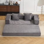 Podlahová pohovka, Kompresní pohovka, Konvertibilní podlahová pohovka s polštářovou oporou zad a opěrkami, Pohodlný futon - Obrázek 12