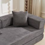 Podlahová pohovka, Kompresní pohovka, Konvertibilní podlahová pohovka s polštářovou oporou zad a opěrkami, Pohodlný futon - Obrázek 17