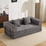 Podlahová pohovka, Kompresní pohovka, Konvertibilní podlahová pohovka s polštářovou oporou zad a opěrkami, Pohodlný futon - Obrázek 18