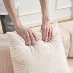 Podlahová pohovka, Kompresní pohovka, Konvertibilní podlahová pohovka s polštářovou oporou zad a opěrkami, Pohodlný futon - Obrázek 10