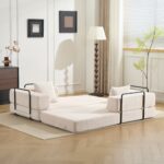 Podlahová pohovka, Kompresní pohovka, Konvertibilní podlahová pohovka s polštářovou oporou zad a opěrkami, Pohodlný futon - Obrázek 19