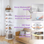 Rotating Shoe Tower with 7 Tiers - 360° Rotating Shoe Rack, Freestanding, Space-Saving for Up To 28 Pairs - Image 10