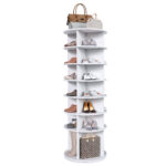 Rotating Shoe Tower with 7 Tiers - 360° Rotating Shoe Rack, Freestanding, Space-Saving for Up To 28 Pairs - Image 16