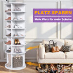 Rotating Shoe Tower with 7 Tiers - 360° Rotating Shoe Rack, Freestanding, Space-Saving for Up To 28 Pairs - Image 9