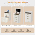 3-in-1-Schminktisch mit offenem Spiegel, kleines Schminktisch-Set mit Tischplatte aus Klarglas, komp - Image 6