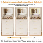 3-in-1-Schminktisch mit offenem Spiegel, kleines Schminktisch-Set mit Tischplatte aus Klarglas, komp - Image 7
