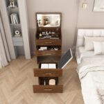 3-in-1-Schminktisch mit offenem Spiegel, kleines Schminktisch-Set mit Tischplatte aus Klarglas, komp - Image 13