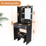 Kleines Schminktisch-Set mit Spiegel und verstellbarer LED-Beleuchtung, Steckdose, Haartrockner-Halt - Image 4