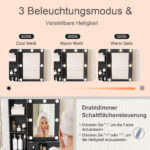 Kleines Schminktisch-Set mit Spiegel und verstellbarer LED-Beleuchtung, Steckdose, Haartrockner-Halt - Image 6