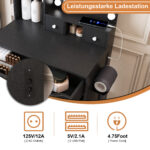 Kleines Schminktisch-Set mit Spiegel und verstellbarer LED-Beleuchtung, Steckdose, Haartrockner-Halt - Image 8