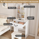 Modernes minimalistisches Schminktisch-Set mit dimmbarem LED-Spiegel – Kompakt mit verstecktem Staur - Image 7