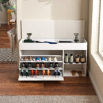 Schuhbank, Flurbank mit aufklappbarem, verstecktem Staufach, Modernes, minimalistisches Design, Geei - Image 13