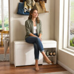 Schuhbank, Flurbank mit aufklappbarem, verstecktem Staufach, Modernes, minimalistisches Design, Geei - Image 14