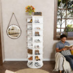 Rotating Shoe Cabinet Tower, 8-Tier Rotating Rack, Freestanding 360° Rotating Shoe Organizer - Image 10