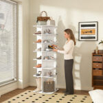 7-Tier Rotating Shoe Stand, Freestanding 360° Rotating Shoe Organizer, Shoe Rack Tower with - Image 11