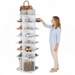 7-Tier Rotating Shoe Stand, Freestanding 360° Rotating Shoe Organizer, Shoe Rack Tower with - Image 20