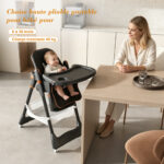 Verstellbarer Babyhochstuhl 0-6 Jahre – Tragbarer Kinderhochstuhl mit Sicherheitsgurt, Leisen Sperrb - Image 6