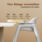 Kids High Chair with 3 Interchangeable PP Feeding Trays (Yellow, Green, Pink), 5-Point Harness, Lockable - Image 10