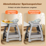 Kids High Chair with 3 Interchangeable PP Feeding Trays (Yellow, Green, Pink), 5-Point Harness, Lockable - Image 8