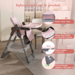 Verstellbarer Babyhochstuhl 0-6 Jahre – Tragbarer Kinderhochstuhl mit Sicherheitsgurt, Leisen Sperrb - Image 6