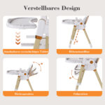2-in-1 Baby High Chair with Rocking Function, 5-Point Safety Harness, Lockable Wheels, Removable Tray - Image 10