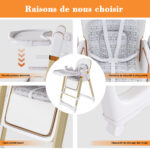 2-in-1 Baby High Chair with Rocking Function, 5-Point Safety Harness, Lockable Wheels, Removable Tray - Image 13