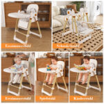 2-in-1 Baby High Chair with Rocking Function, 5-Point Safety Harness, Lockable Wheels, Removable Tray - Image 14