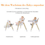 2-in-1 Baby High Chair with Rocking Function, 5-Point Safety Harness, Lockable Wheels, Removable Tray - Image 5