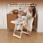 2-in-1 Baby High Chair with Rocking Function, 5-Point Safety Harness, Lockable Wheels, Removable Tray - Image 7