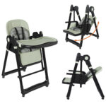 2-in-1 Baby High Chair with Rocking Function, 5-Point Safety Harness, Lockable Wheels, Removable Tray