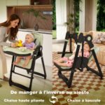 2-in-1 Baby High Chair with Rocking Function, 5-Point Safety Harness, Lockable Wheels, Removable Tray - Image 10