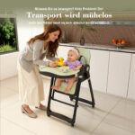 2-in-1 Baby High Chair with Rocking Function, 5-Point Safety Harness, Lockable Wheels, Removable Tray - Image 13